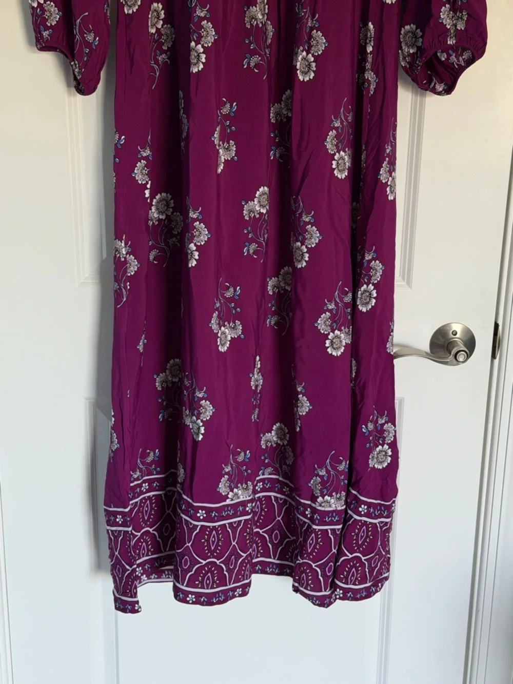 New! Loft Plum Caspia Floral Puff Sleeve Button Midi Dress Size 10 54513 - Picture 11 of 16